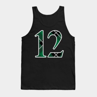 12 Sports Jersey Number Green Black Flannel Tank Top